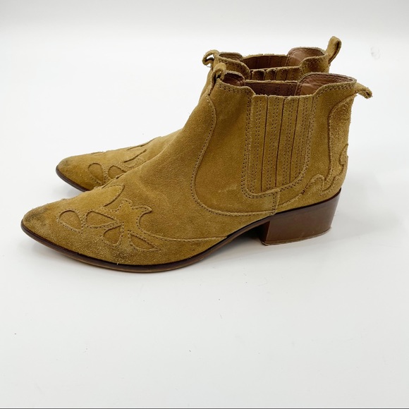 Zara Shoes Zara Tan Suede Western Cowgirl Boots 4 1 Poshmark